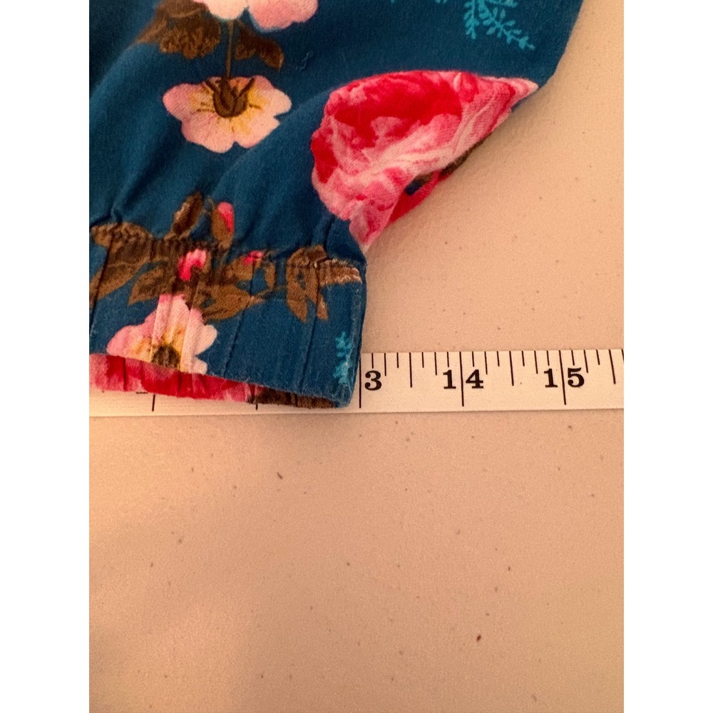 Victoria's Secret Floral Pajama Set Teal Pink Cotton Modal XS Short Sleeve PJ - Picture 5 of 7